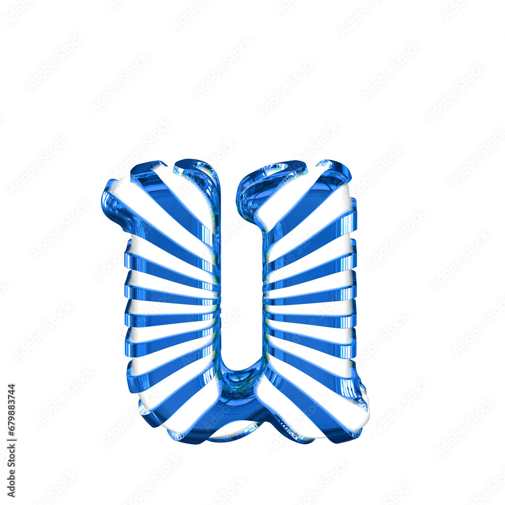 White symbol with blue straps. letter u White symbol with blue straps. letter u