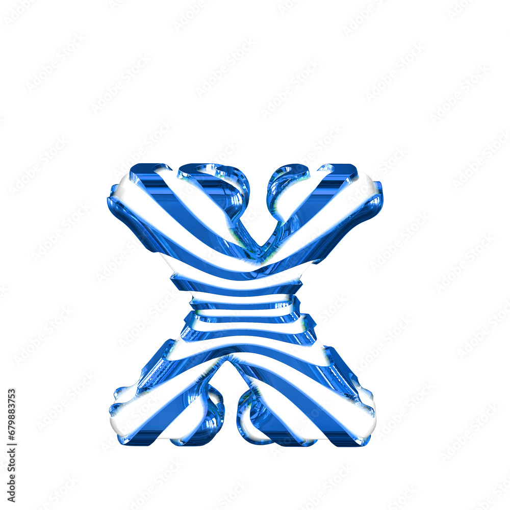 White symbol with blue straps. letter x White symbol with blue straps. letter x