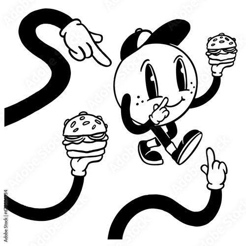 Hand drawn burger vector doodle. Hamburger sketch illustration for print, web and infographics.