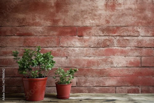 Brick Red Color and Old Wall Pattern: Vintage Charm in Vivid Hue © Michael