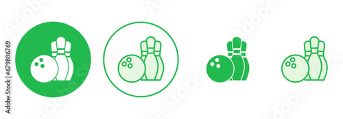 Bowling icon set. bowling ball and pin icon. bowling pins