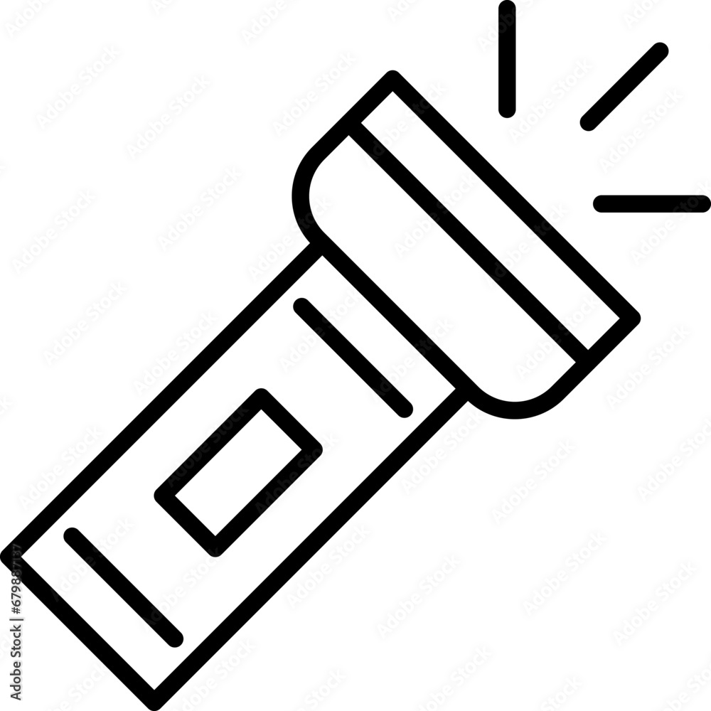 Flashlight Vector Symbol for Advertisement. Suitable for books, stores, shops. Editable stroke in minimalistic outline style. Symbol for design Flashlight Vector Symbol for Advertisement. Suitable for books, stores, shops. Editable stroke in minimalistic outline style. Symbol for design