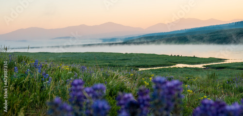 Fog layers Rols Along Top of Yellowstone River photo