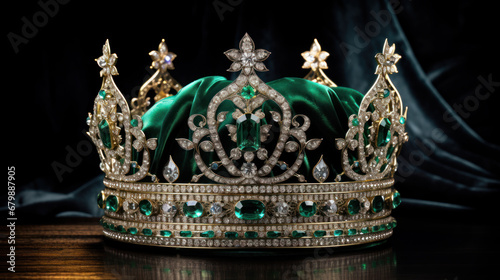 Royal crown with diamonds and emeralds