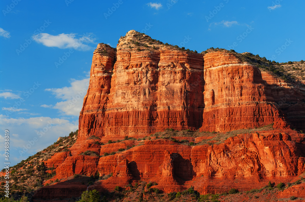 Red rock cliff shown in the American Southwest, Sedona, Arizona.