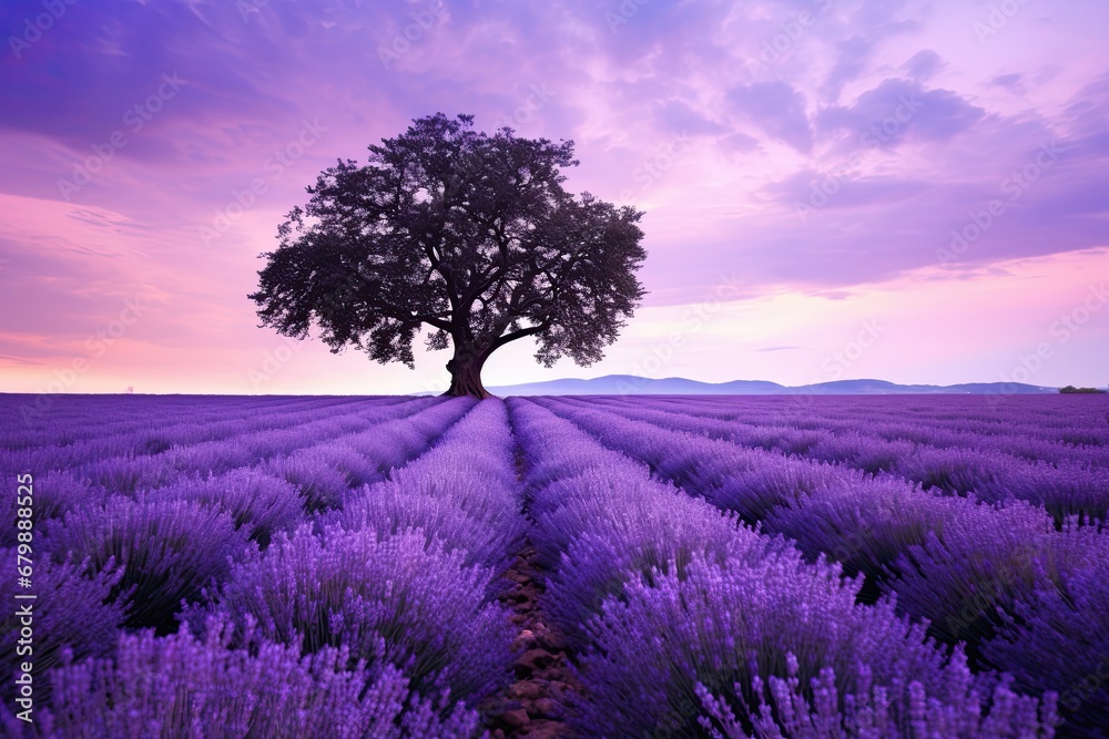 Vibrant Color Lila: Captivating Lavender Field Photography