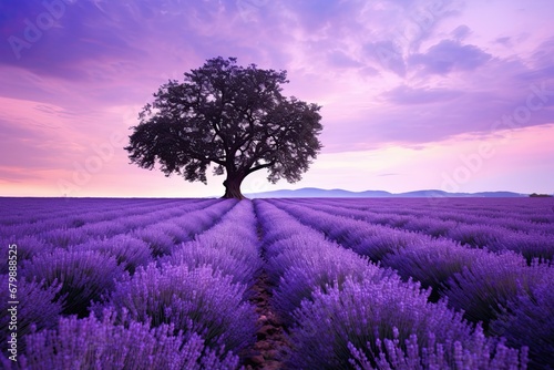 Vibrant Color Lila  Captivating Lavender Field Photography