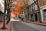 Streets of Portland: the crossroads of Morrison and third in downtown Portland (Oregon) on a beautiful fall day.