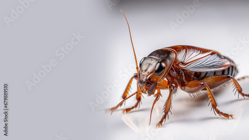 Close up Cockroach isolated on gray background