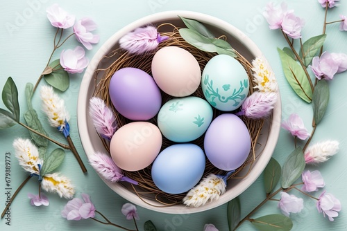 Pastel Eggstravaganza: A Vibrant Easter Design with Colorful Eggs