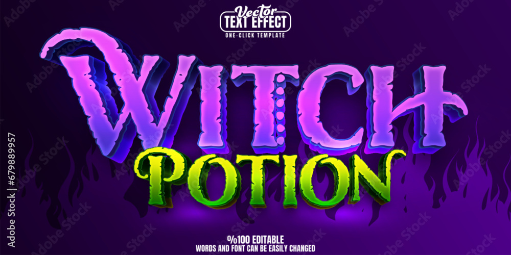 Witch editable text effect, customizable magic and spells 3D font style