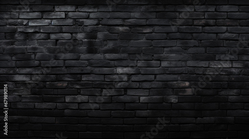 Fond d'un mur noir en intérieur, texture plâtre, briques. Ambiance sombre. Arrière-plan pour conception et création graphique.