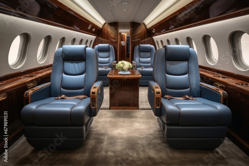 A luxury private jet inside view. © Michael