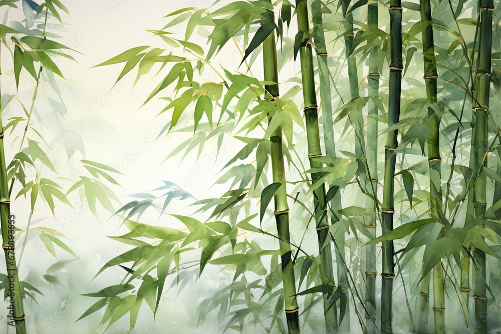 watercolor bamboo painting bamboo Background Bamboo watercolor stems and leaves