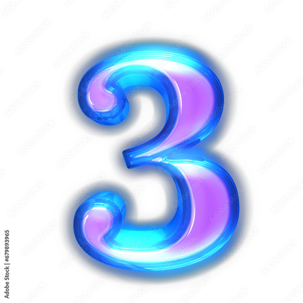 Purple symbol glowing around the edges. number 3 Purple symbol glowing around the edges. number 3