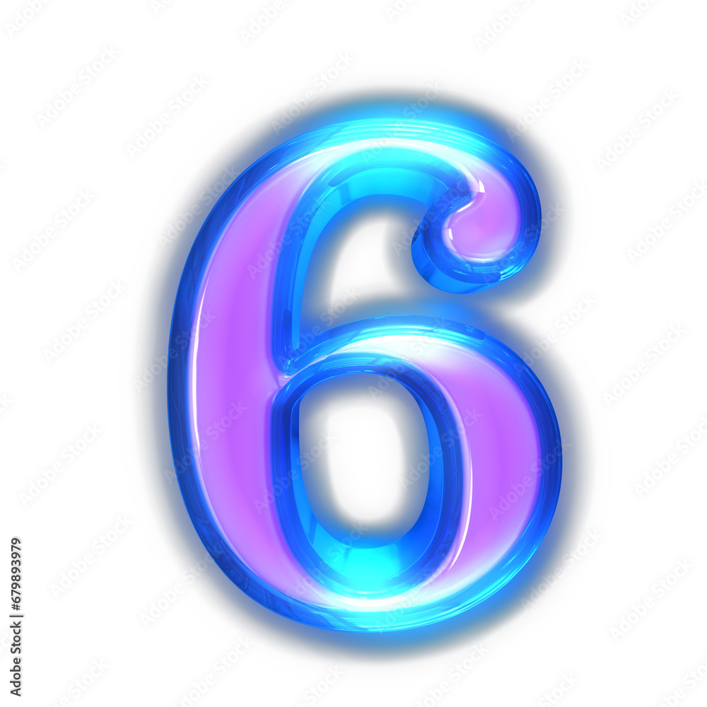 Purple symbol glowing around the edges. number 6 Purple symbol glowing around the edges. number 6