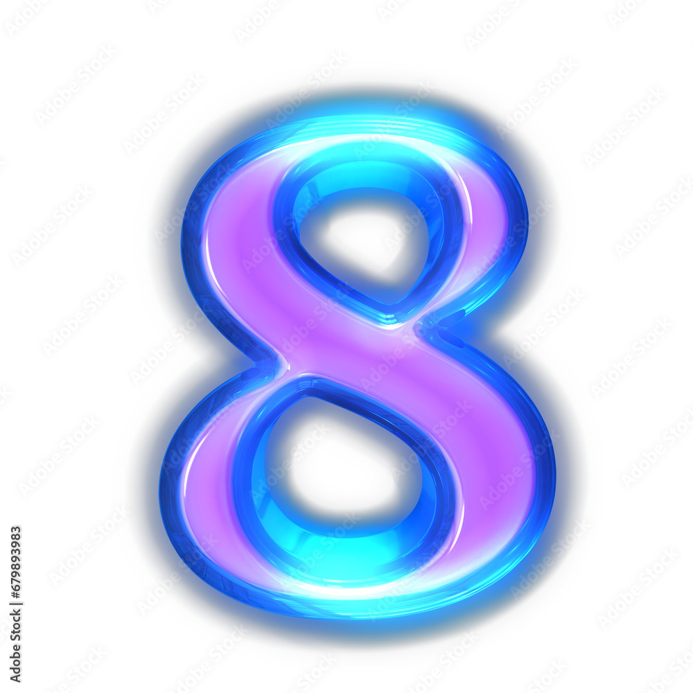 Purple symbol glowing around the edges. number 8 Purple symbol glowing around the edges. number 8
