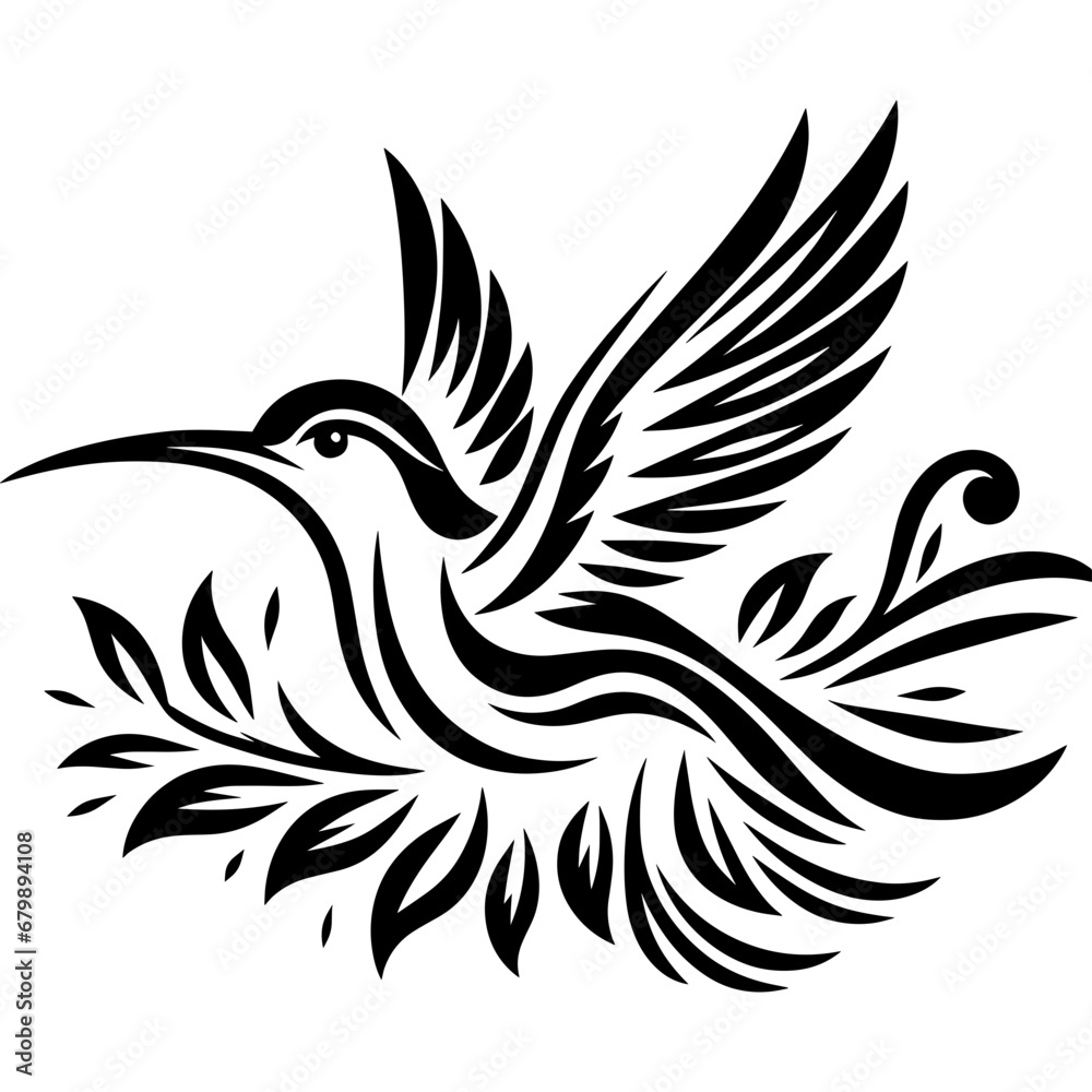 Fototapeta premium Bird colibri icon hand drawn vector design illustration