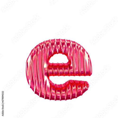 Pink symbol with vertical ribs. letter e