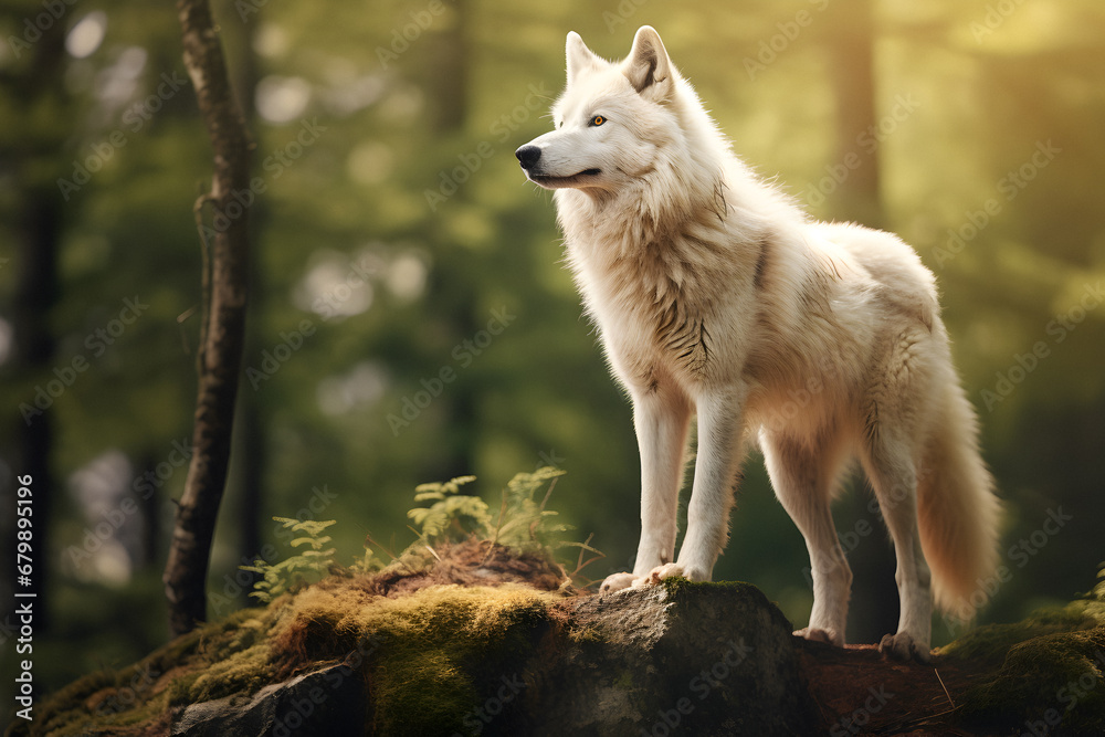 winter white wolf, white fur, nature background winter white wolf, white fur, nature background
