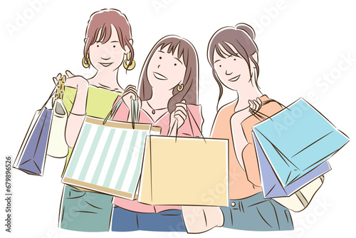 買い物を楽しむ若い女性たち