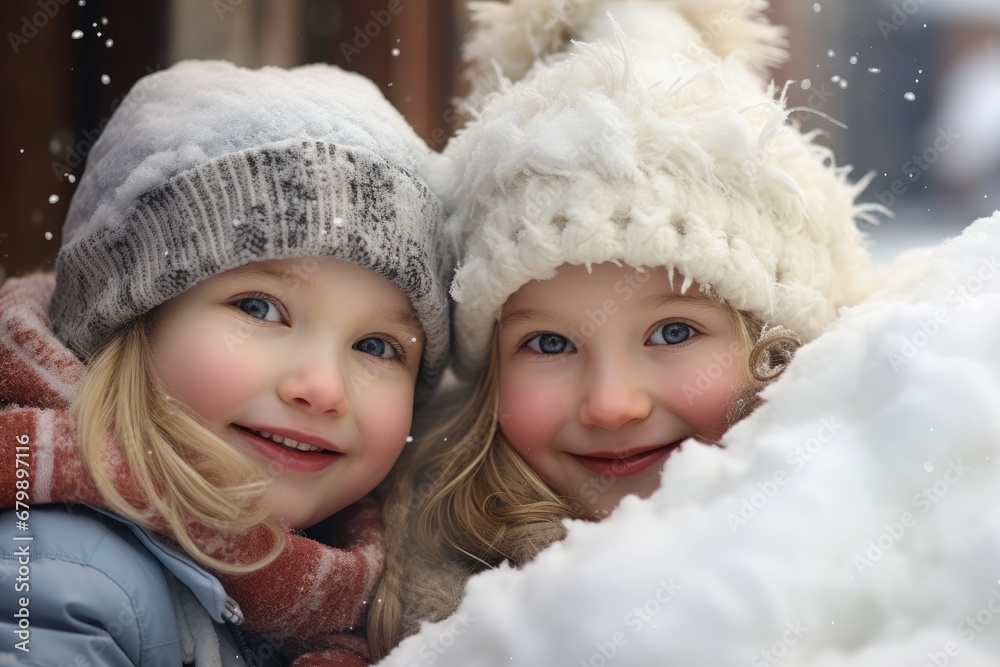 Snowy Smiles: Kids Creating Frosty Friends on a Playful Winter Day Snowy Smiles: Kids Creating Frosty Friends on a Playful Winter Day