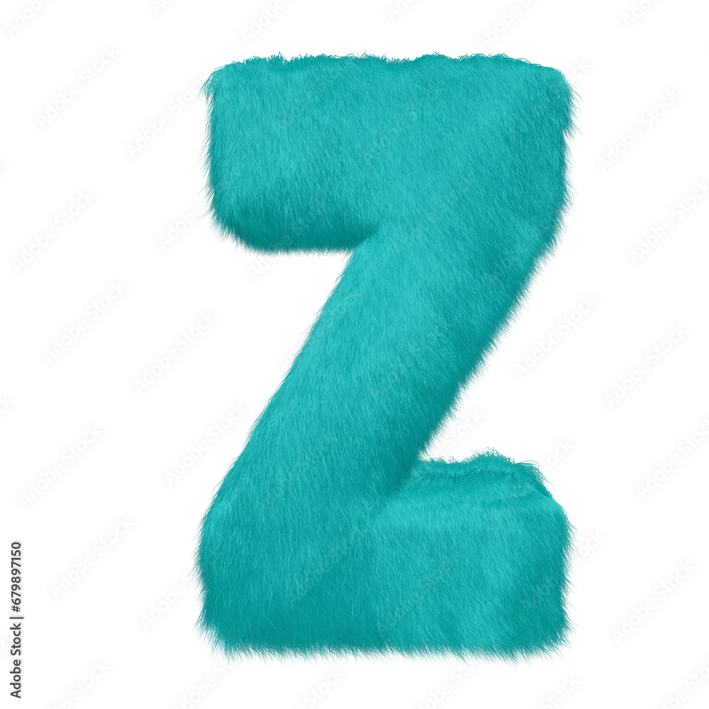 Symbol made of turquoise fur. letter z Symbol made of turquoise fur. letter z