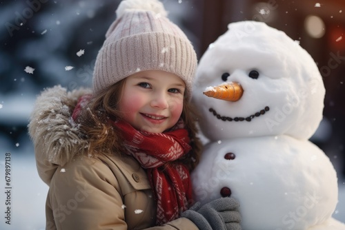 Snowy Smiles: Kids Creating Frosty Friends on a Playful Winter Day