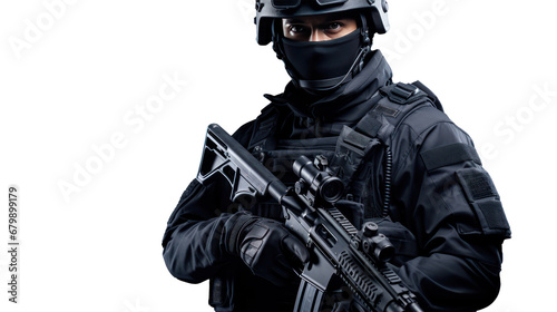 A Special Agent Commando in ready-to-operate uniform and weapons.