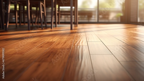 A high-definition image of laminate flooring with an embossed grain pattern, simulating the look and feel of real wood.
