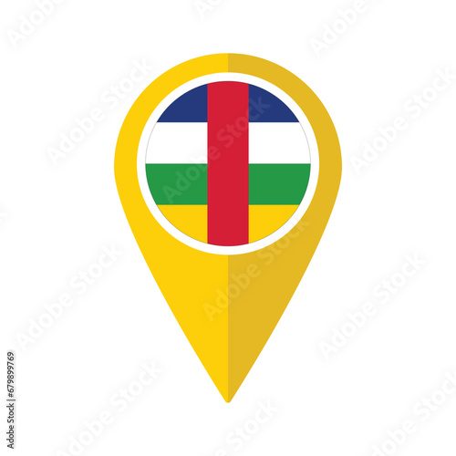 Free Download Flag of Central African Republic flag on map pinpoint icon isolated yellow color - GFXLoad