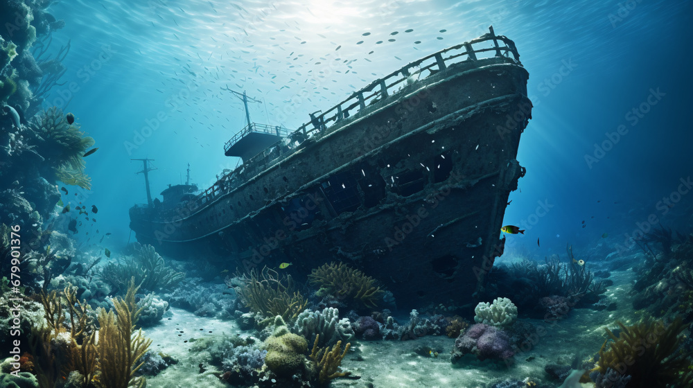Shipwreck at the bottom of the sea Shipwreck at the bottom of the sea