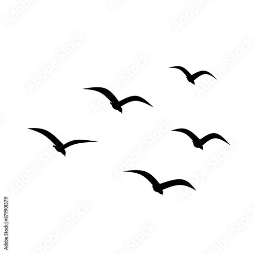 Birds flock silhouette vector. Birds flock silhouette can be used as icon, symbol or sign. Birds flock icon for design related to animal, wildlife or landscape © Moleng