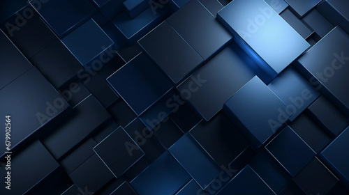 Dark Blue Square and Rectangle Technology Theme Background