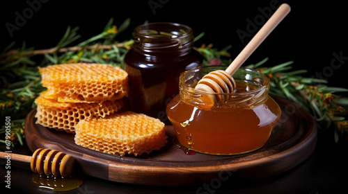 honey and honeycomb HD 8K wallpaper Stock Photographic Image