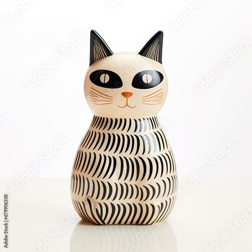 Ceramic cat figurine isolated on white background