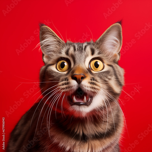Portrait of a surprised funny cat