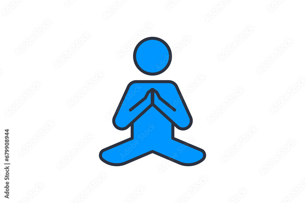 Meditation icon. icon related to meditation, universal symbol for meditation. flat line icon style. simple vector design editable