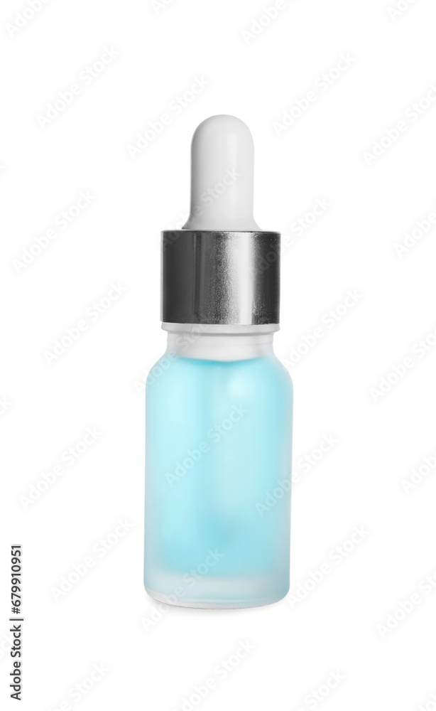 One bottle of cosmetic serum isolated on white One bottle of cosmetic serum isolated on white
