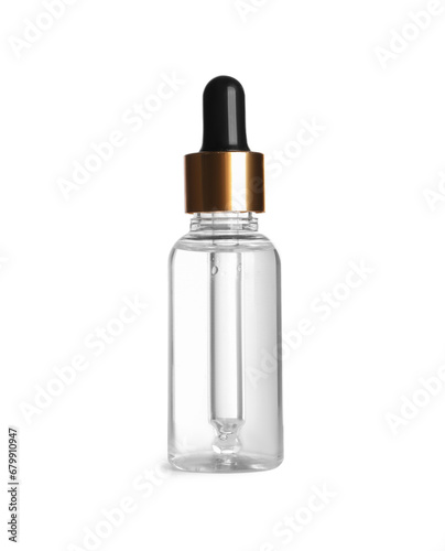 One bottle of cosmetic serum isolated on white