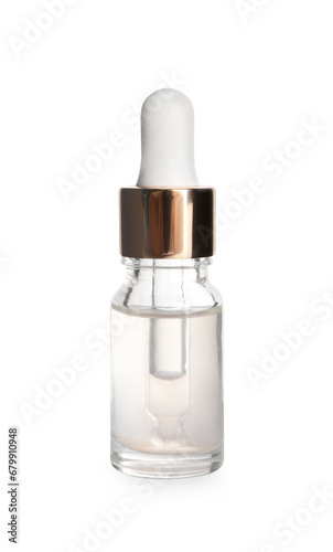 One bottle of cosmetic serum isolated on white