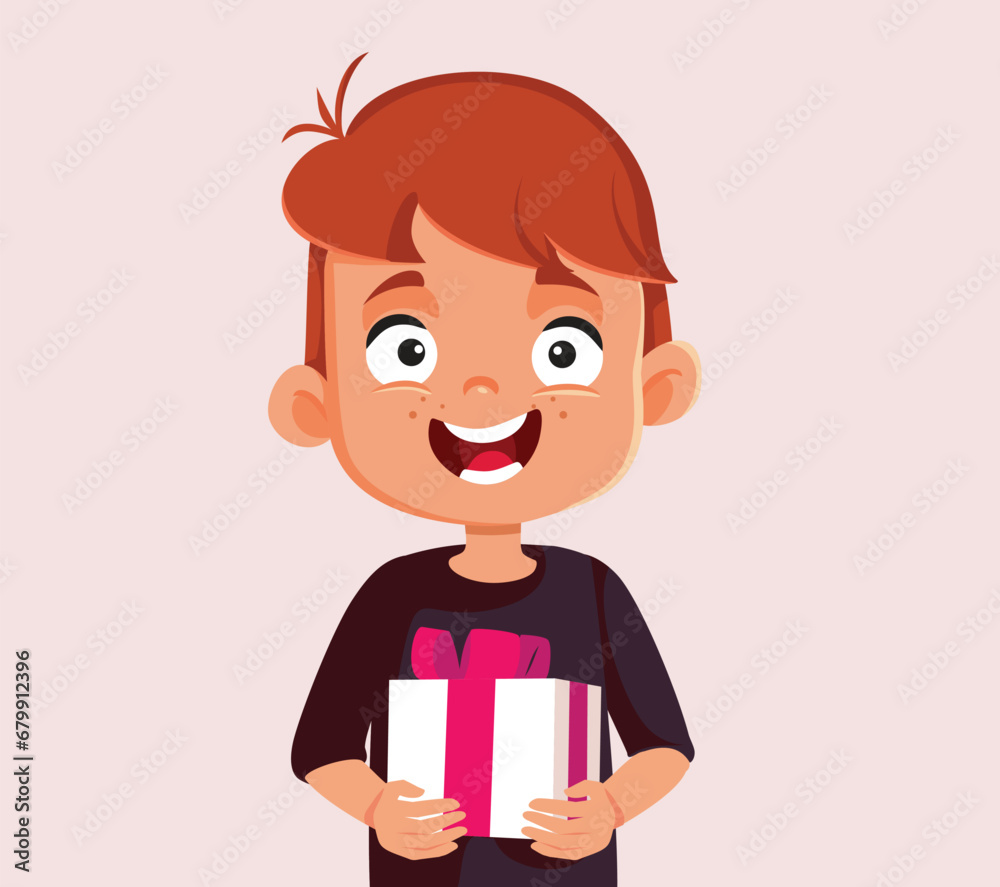 Little Boy Holding a Christmas Present Vector Cartoon Character. Cheerful child enjoying winter holidays receiving gifts
Little Boy Holding a Christmas Present Vector Cartoon Character. Cheerful child enjoying winter holidays receiving gifts
