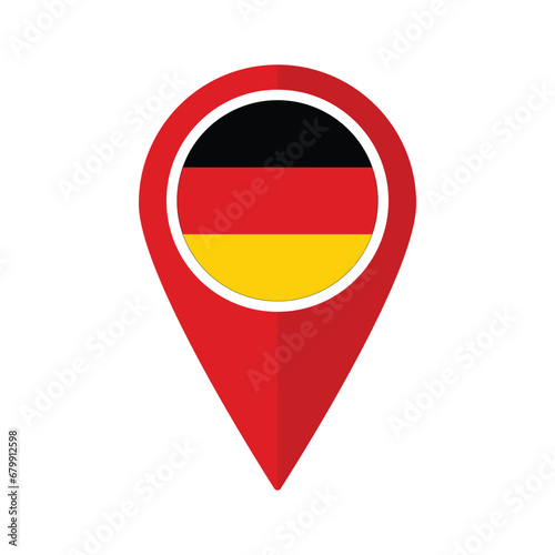 Flag of Germany flag on map pinpoint icon isolated red color
