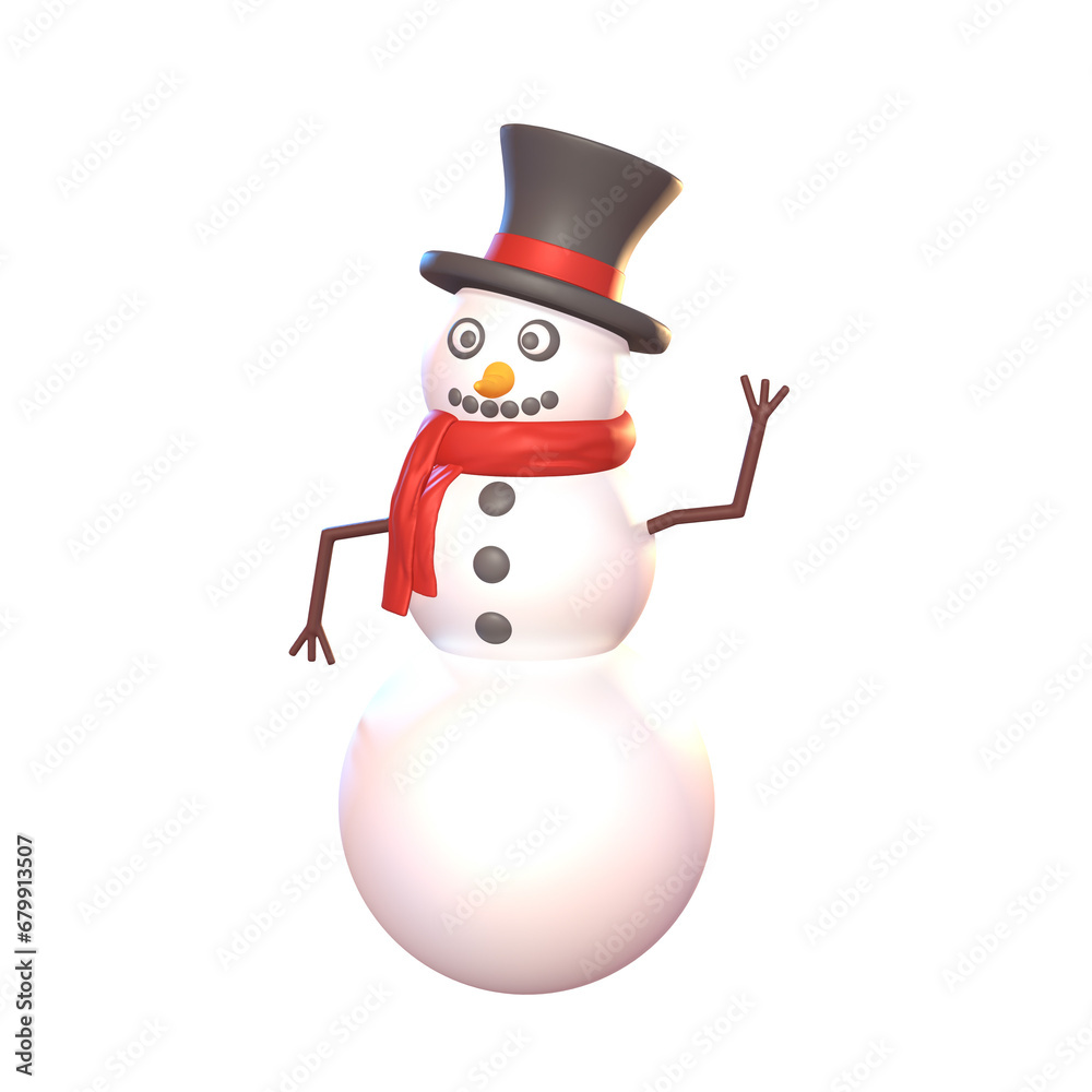 Adorable 3D Snowman Icon Whimsical Design