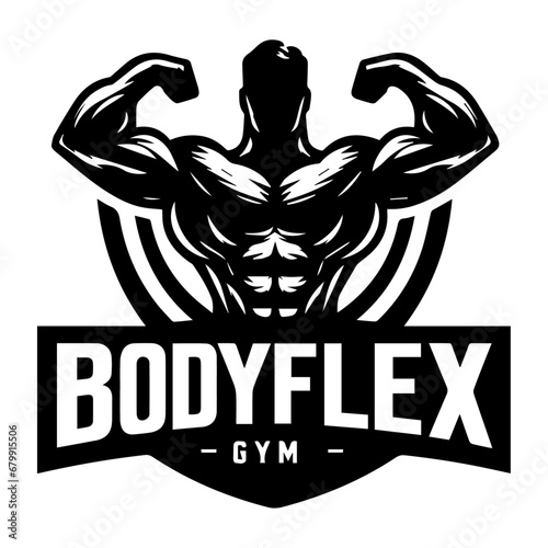 Gym Logo Vector Illustration silhouette black color, bodyflex gym vector silhouette photo