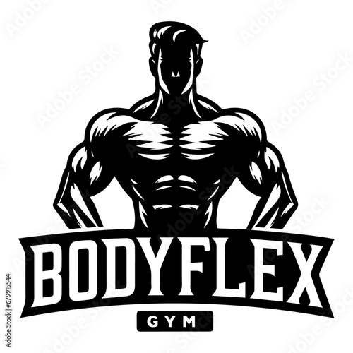 Gym Logo Vector Illustration silhouette black color, bodyflex gym vector silhouette photo