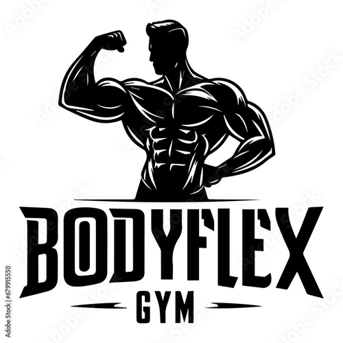 Gym Logo Vector Illustration silhouette black color, bodyflex gym vector silhouette