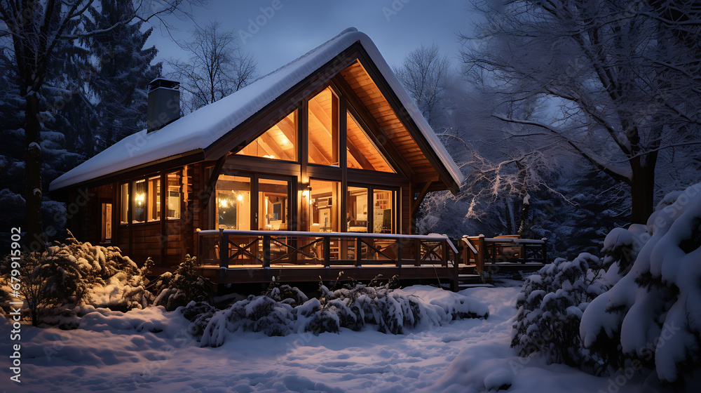 wood house in the winter wood house in the winter