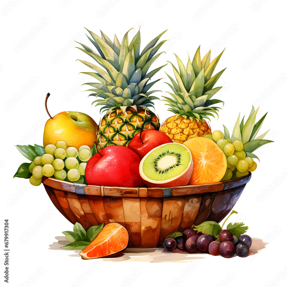 Mix Fruits, watercolor illustrations