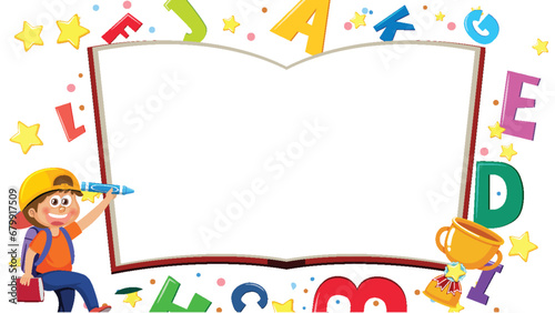 Boy Student Writing on Open Book